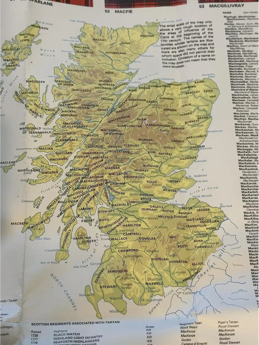 VTG 1979 Bartholomew Pictorial TARTAN Map of Scotland Printed in Great Britain
